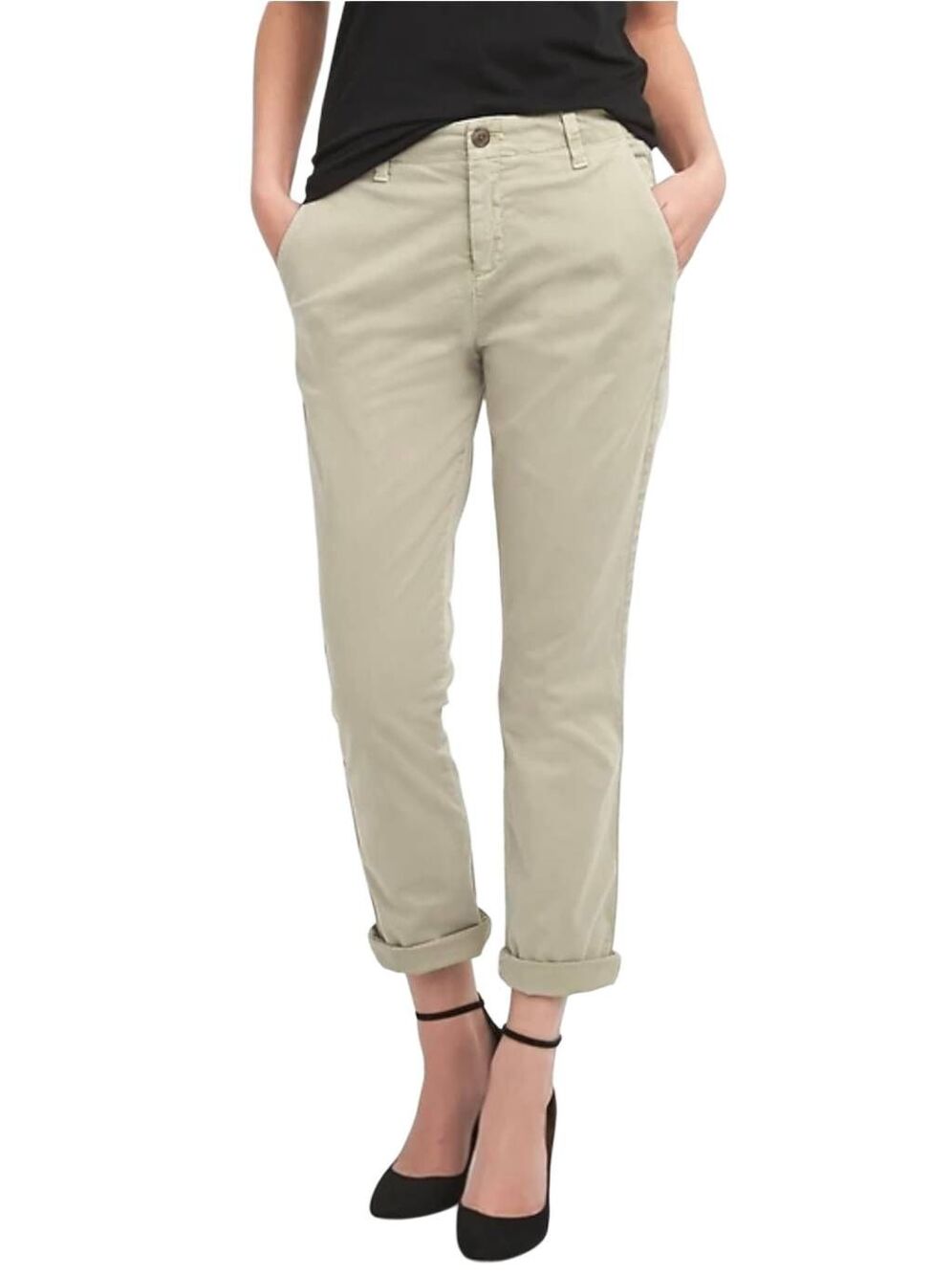 Gap Khakis Women Size 14 Girlfriend Chino Pants Beige EUC